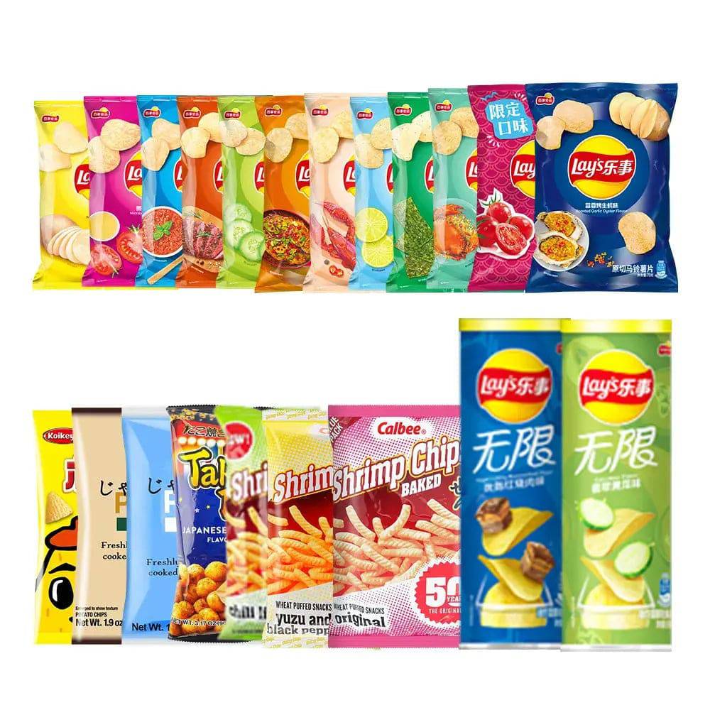 Asian Snack Box | 15 Full-Size Japanese Korean Chinese Snacks & Drinks Dessert Candy