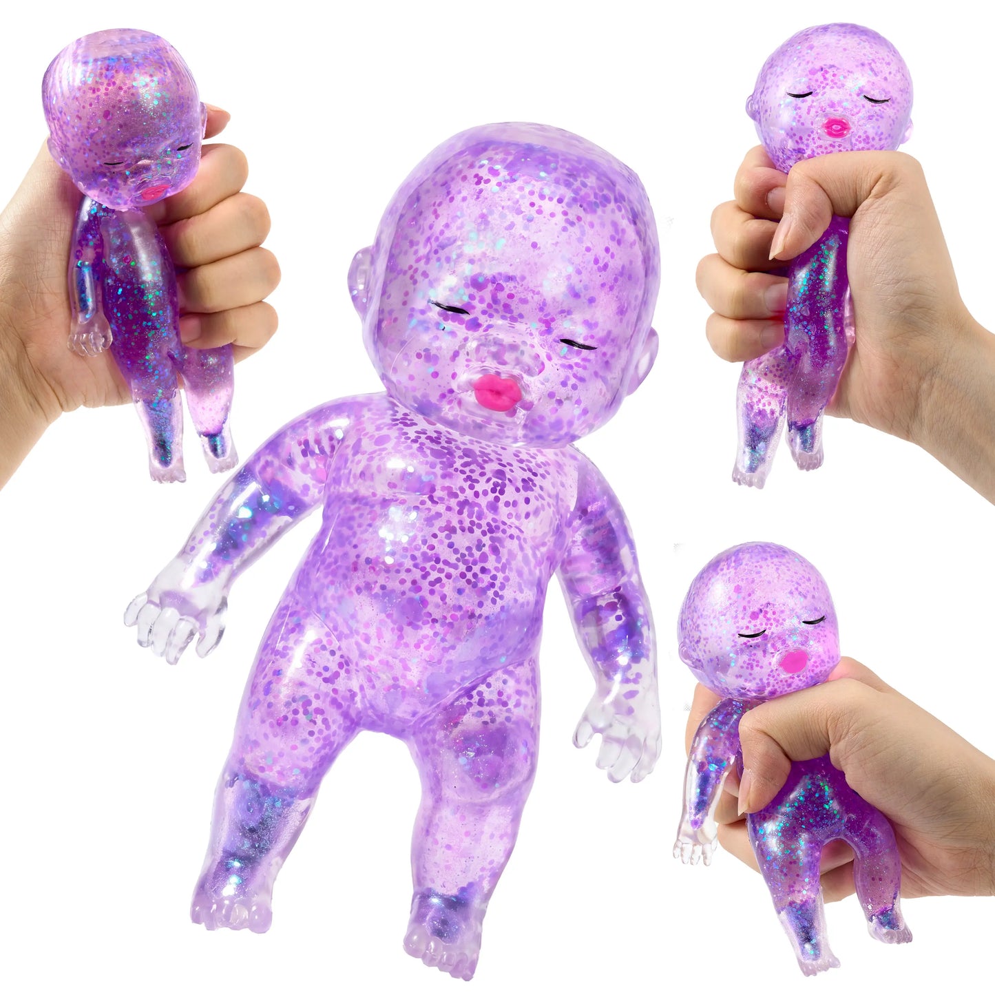 JOYIN 1PCS/3PCS Baby Stress Relief Toys, Baby Glitter Squishy Toys, Slow Rising Toys for Kids & Adults, Anxiety Relief Fidget Sensory Toy, Soft Squeeze Decompression Dough for Adults Gifts, Party Favors, Office Desk Decorations