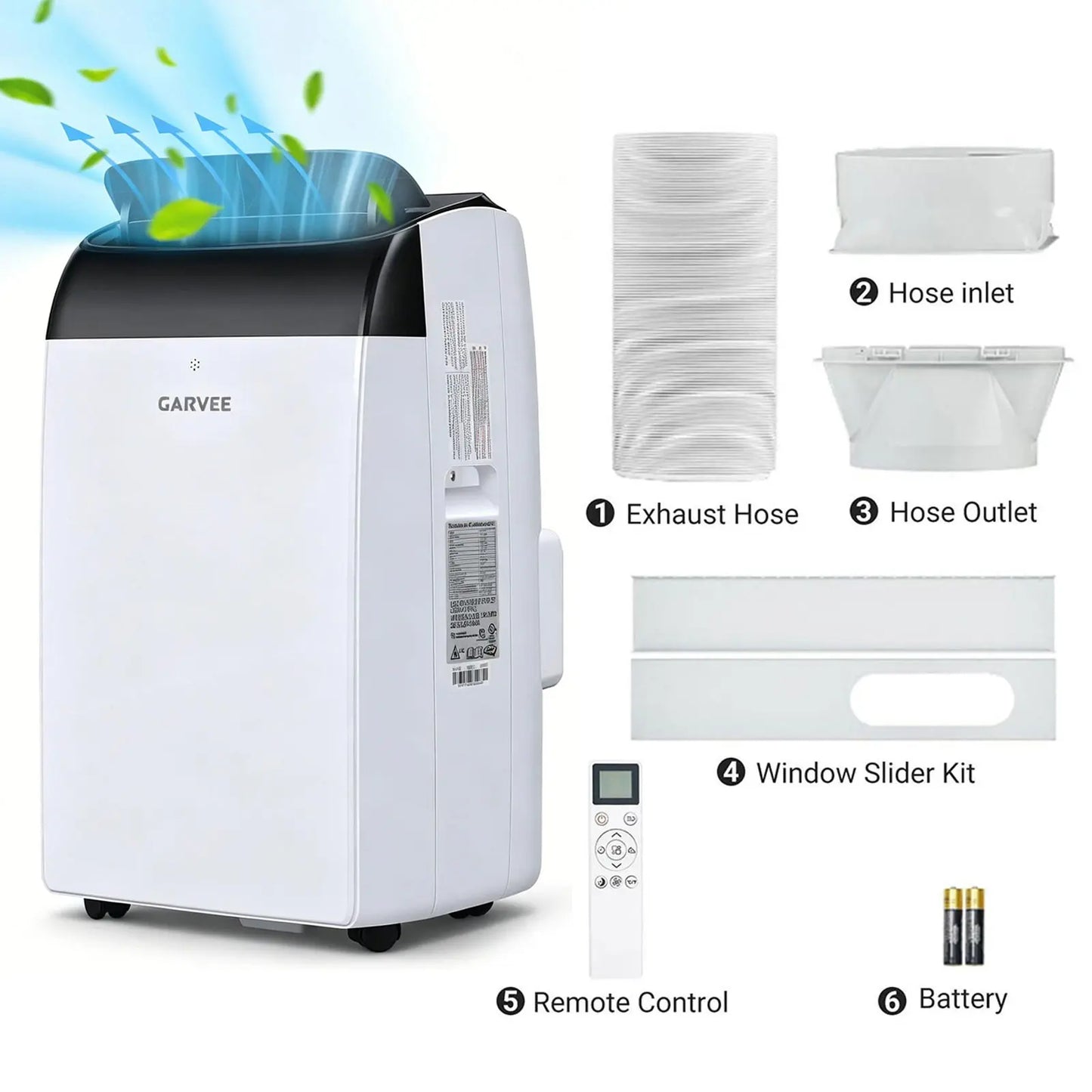 Garvee 14K/10K/8K BTU Portable Air Conditioner - 4-in-1 Cooling Unit with Dehumidifier, Fan, LED/LCD Display, Remote Control, 24-Hour Timer, 4-Way Swing, 360° Wheels, and Window Kit for Home and Office Use