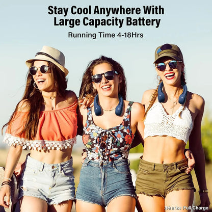 Neck Fan, USB Rechargeable Personal Fan, 3 Speeds Adjustable Powerful Strong Wind 360° Cooling, Quiet, No Blade Design, No Hair Twisting, Summer Gifts