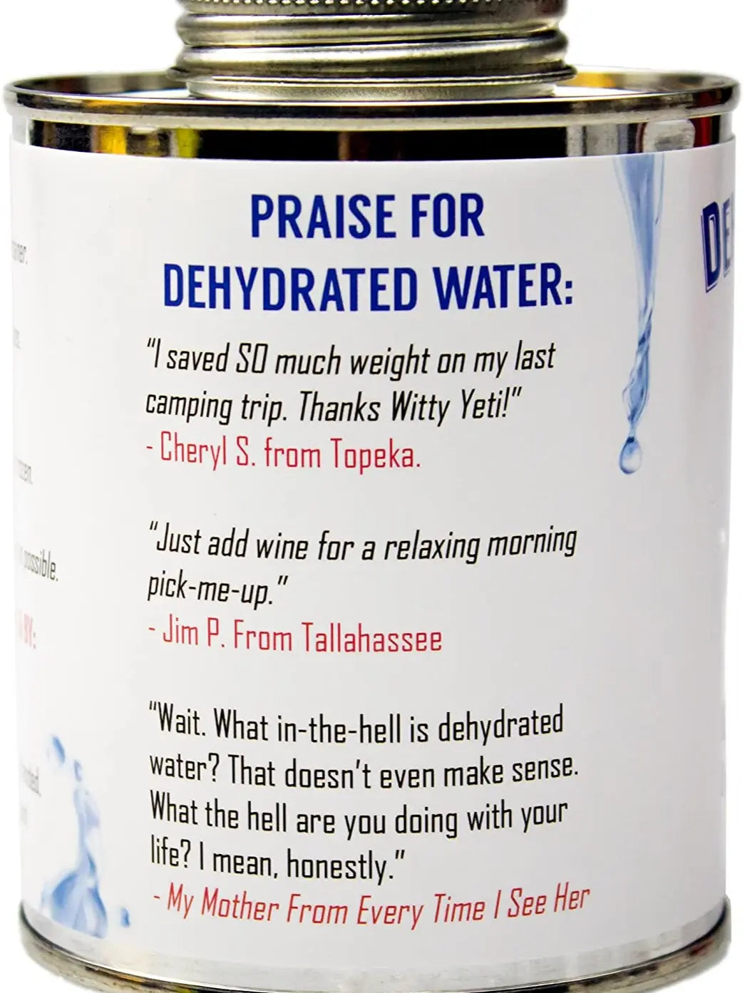 Witty Yeti Dehydrated Water 16Oz Can. New Formula! Essential Camping & Survival Supply. Funny Gag Gift & Adult Stocking Stuffer for Men & Women. Hilarious Novelty & Practical Joke.