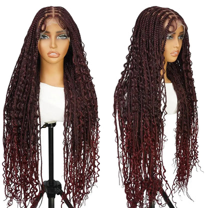 #T274/614 36 Inches Full Lace Premium Synthetic Fiber Bohemian Box Braided Wigs Knotless Supernova Hair Ash Blonde Wig DM to Pre-Cut Lace #Summervibes #Dealsforyoudays