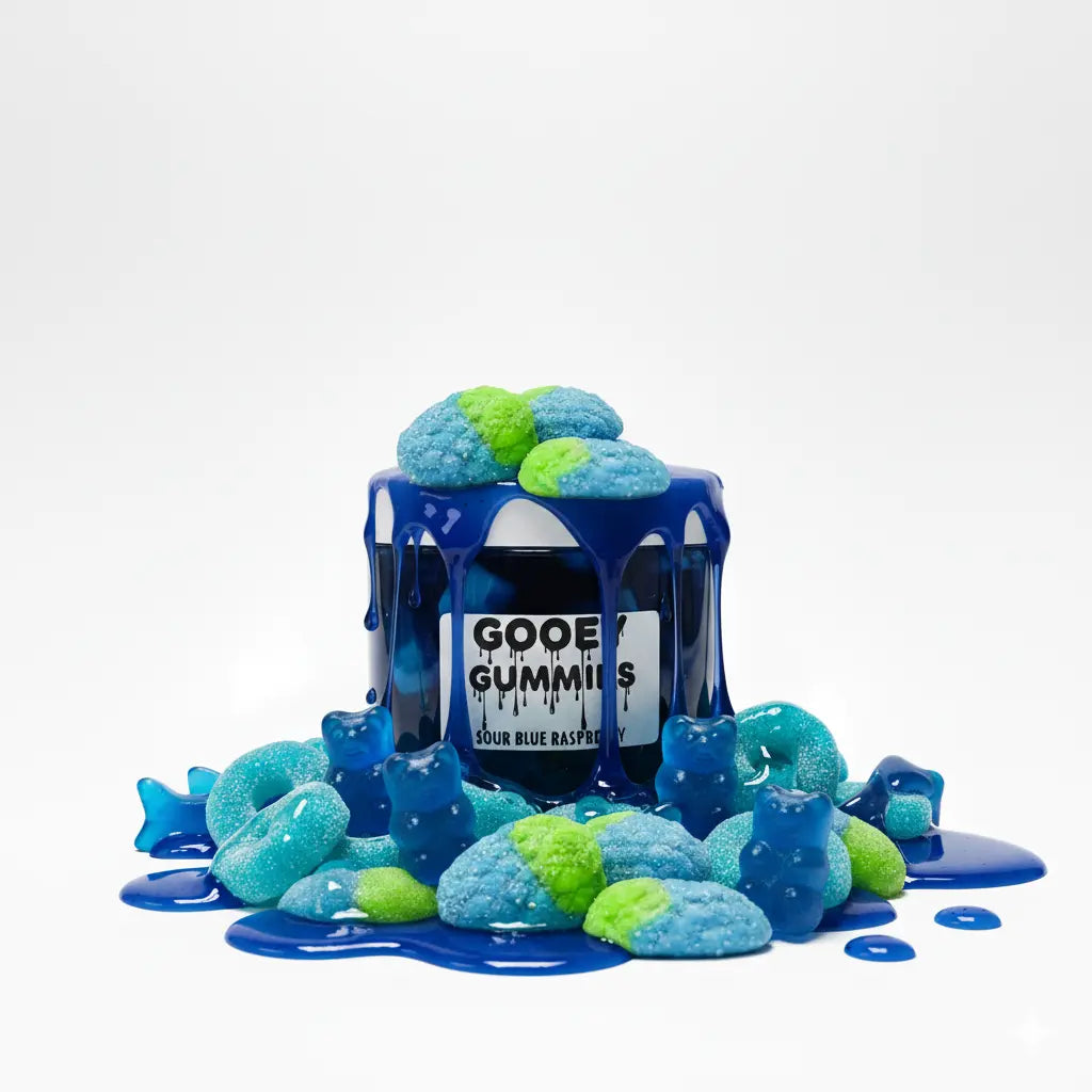 Gooey Gummies Sour Sticky Texture Ultimate Mix Gummies in Sour Oozie Liquid Sour Blue Raspberry Raz Wet Candy Snack Multiple Size & Flavors
