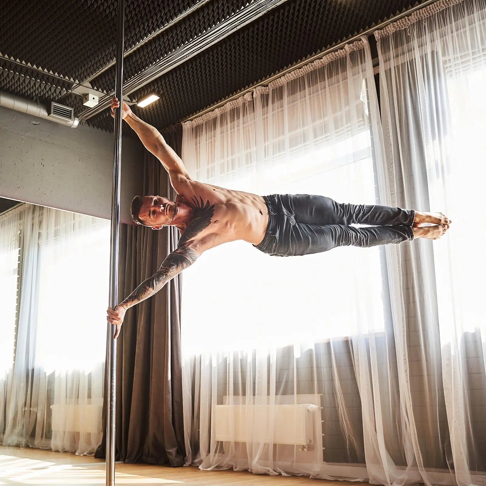 【Summerfinds】Vevor Professional Dancing Pole, , Spinning Static Dancing Pole Kit, Portable Removable Pole, 45Mm Heavy-Duty Stainless Steel Pole, Height Adjustable Fitness Pole, for Exercise Home Club Gym, Silver