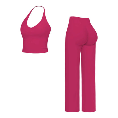 MFVIM Sporty Two-Piece Set Women’S Plain Crop Cami Top & Flare Leg Pants Sports Set, Sporty Casual Comfy Breathable Two-Piece Outfits for Yoga, Gym, Workout, Running, Gym Workout Clothes,Summerwins