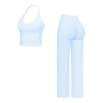 MFVIM Sporty Two-Piece Set Women’S Plain Crop Cami Top & Flare Leg Pants Sports Set, Sporty Casual Comfy Breathable Two-Piece Outfits for Yoga, Gym, Workout, Running, Gym Workout Clothes,Summerwins