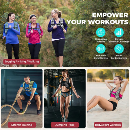 【Summer Wins】Bagail Weighted Vest, 5Lbs/8Lbs/10Lbs/12Lbs/15Lbs/20Lbs/25Lbs/30Lbs Weight Vest with Detachable Phone Pouch, Rucking Vest for Women, Men, Walking, Training, Running Summervibes