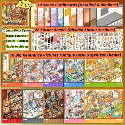[Telado 1.0-13.0 Sticker Scene Books List] Most Loved 3D Sticker Scene Books, DIY Decorative Stickers for Crafting, Puzzle Stickers, Cute Cartoon Stickers, Creative Stickers for Scrapbooking, Journal Making, Toys & Hobbies