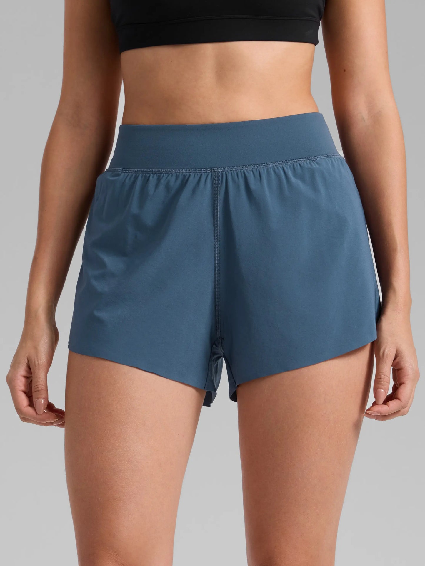 CRZ YOGA High Waisted Dolphin Athletic Running Shorts for Women 3" High Split Comfy Mesh Liner for Gym Workout Track