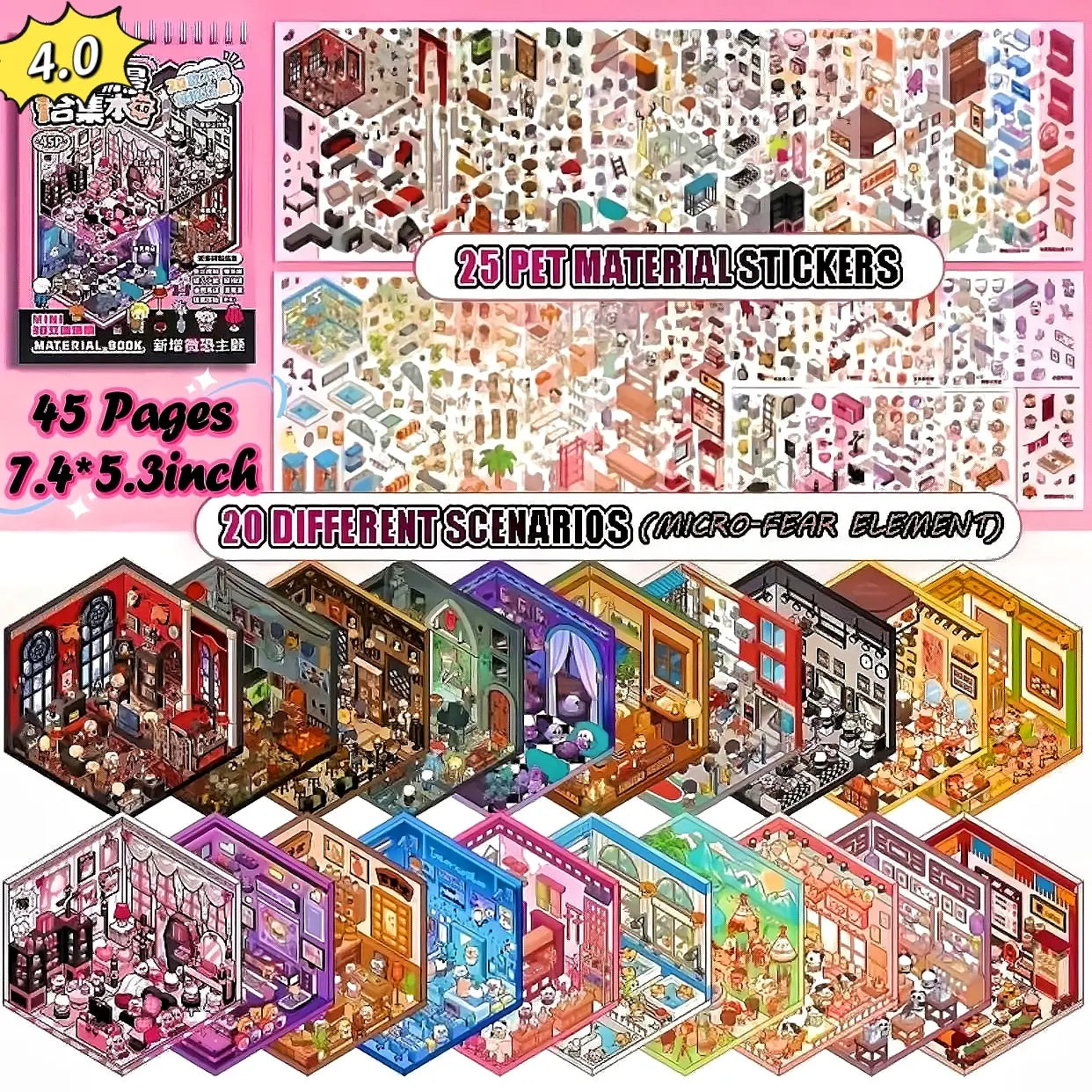 [Telado 1.0-13.0 Sticker Scene Books List] Most Loved 3D Sticker Scene Books, DIY Decorative Stickers for Crafting, Puzzle Stickers, Cute Cartoon Stickers, Creative Stickers for Scrapbooking, Journal Making, Toys & Hobbies