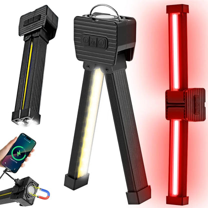 Gym Lamp for Posing - Portable Magnet LED Flashlight with Hanging Hook, 180 Degree Folding Magnetic Work Light, 7Th Gear Dimming Usb Rechargeable Headlamp，Usb Rechargeable Multi-Mode Gym Lights，Christmas Gifts Flashligh Essential Gift for Dad