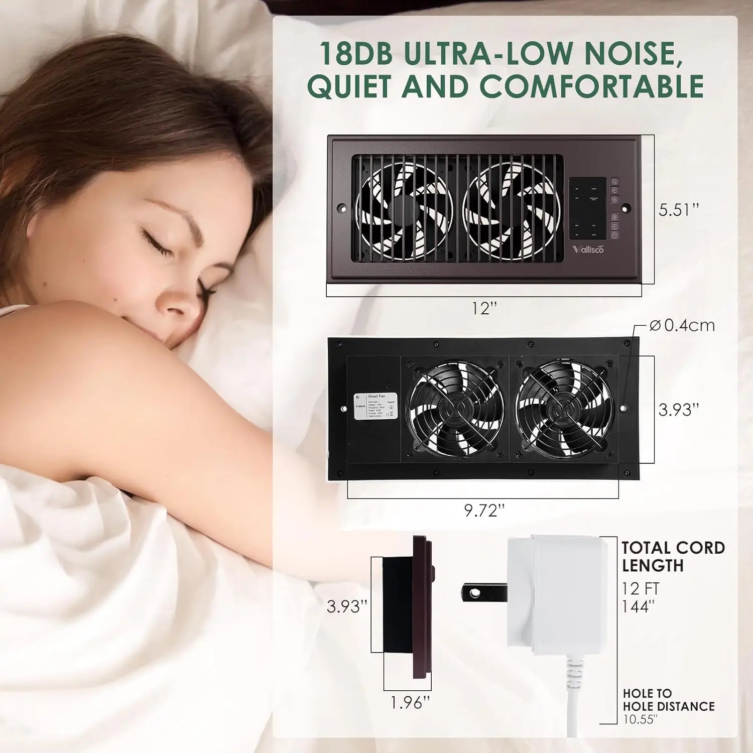 Father'S Day Register Booster Fan for 4” X 10” Register Holes, Window Fan, 10-Speed Quiet Ventilation Fan with Thermostat & Remote, Negative Ion Air Vent Booster, Enhances Airflow & Home Comfort Heating Circulation
