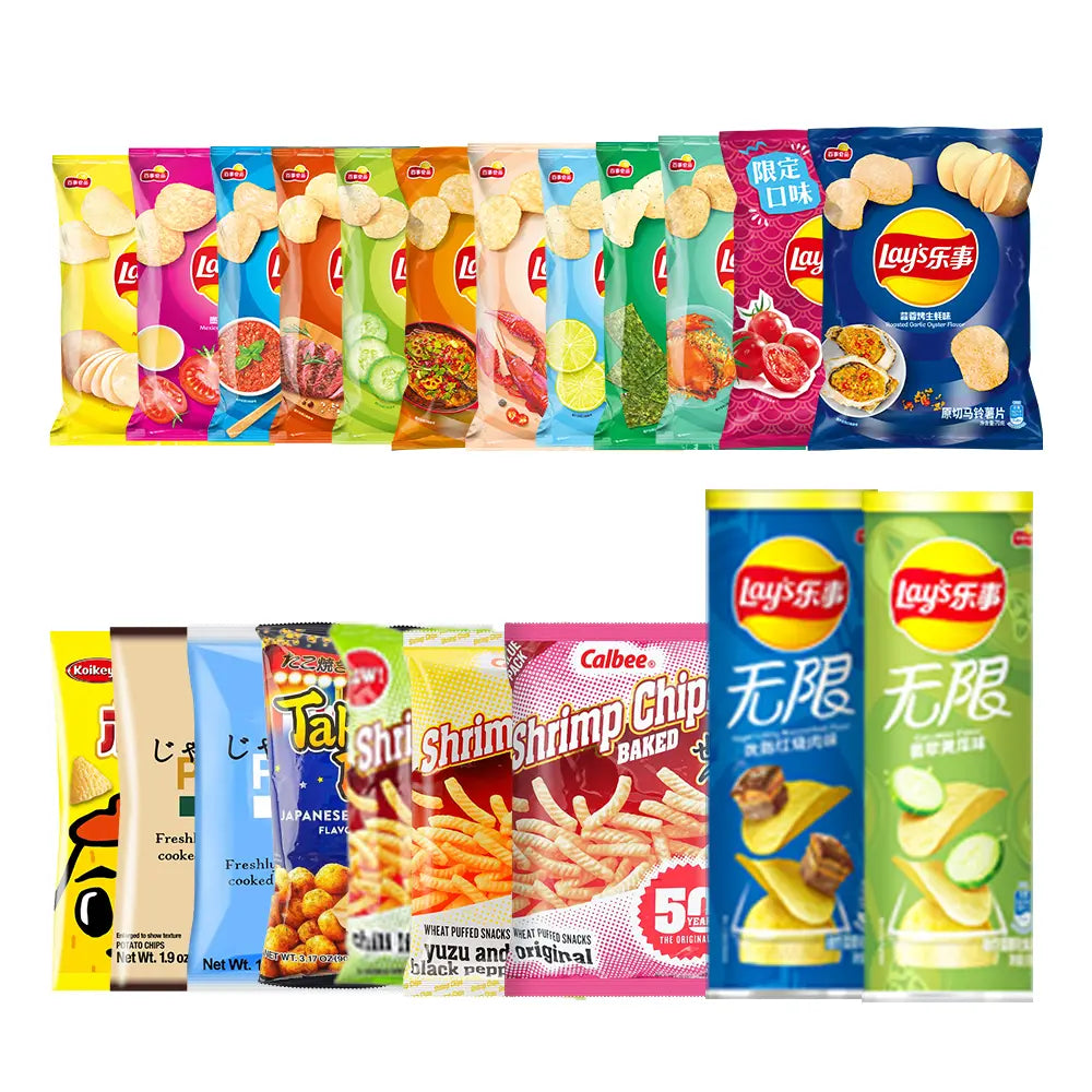 Asian Snack Box | 15 Full-Size Japanese Korean Chinese Snacks & Drinks Dessert Candy
