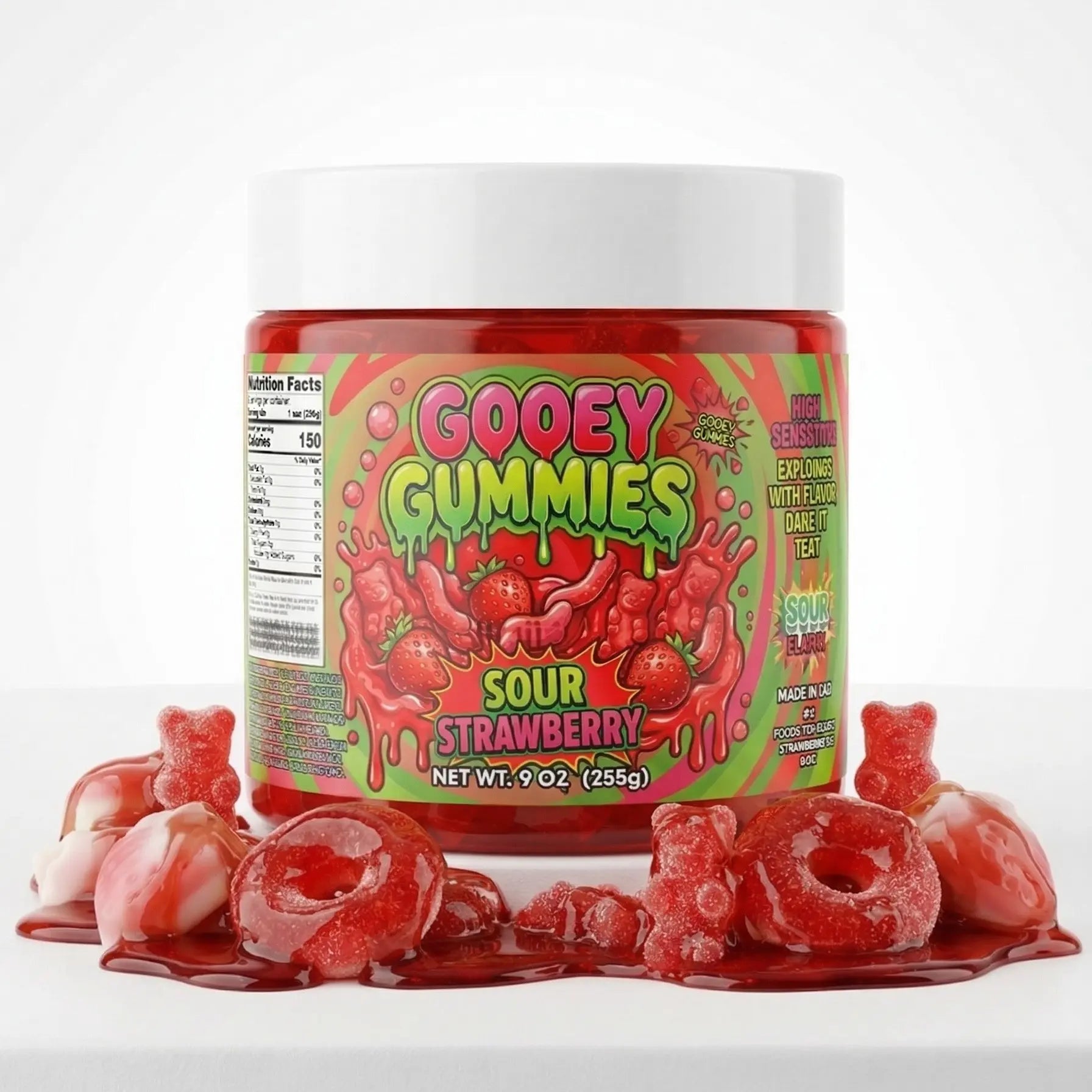 Gooey Gummies Sour Sticky Texture Ultimate Mix Gummies in Sour Oozie Liquid Sour Blue Raspberry Raz Wet Candy Snack Multiple Size & Flavors