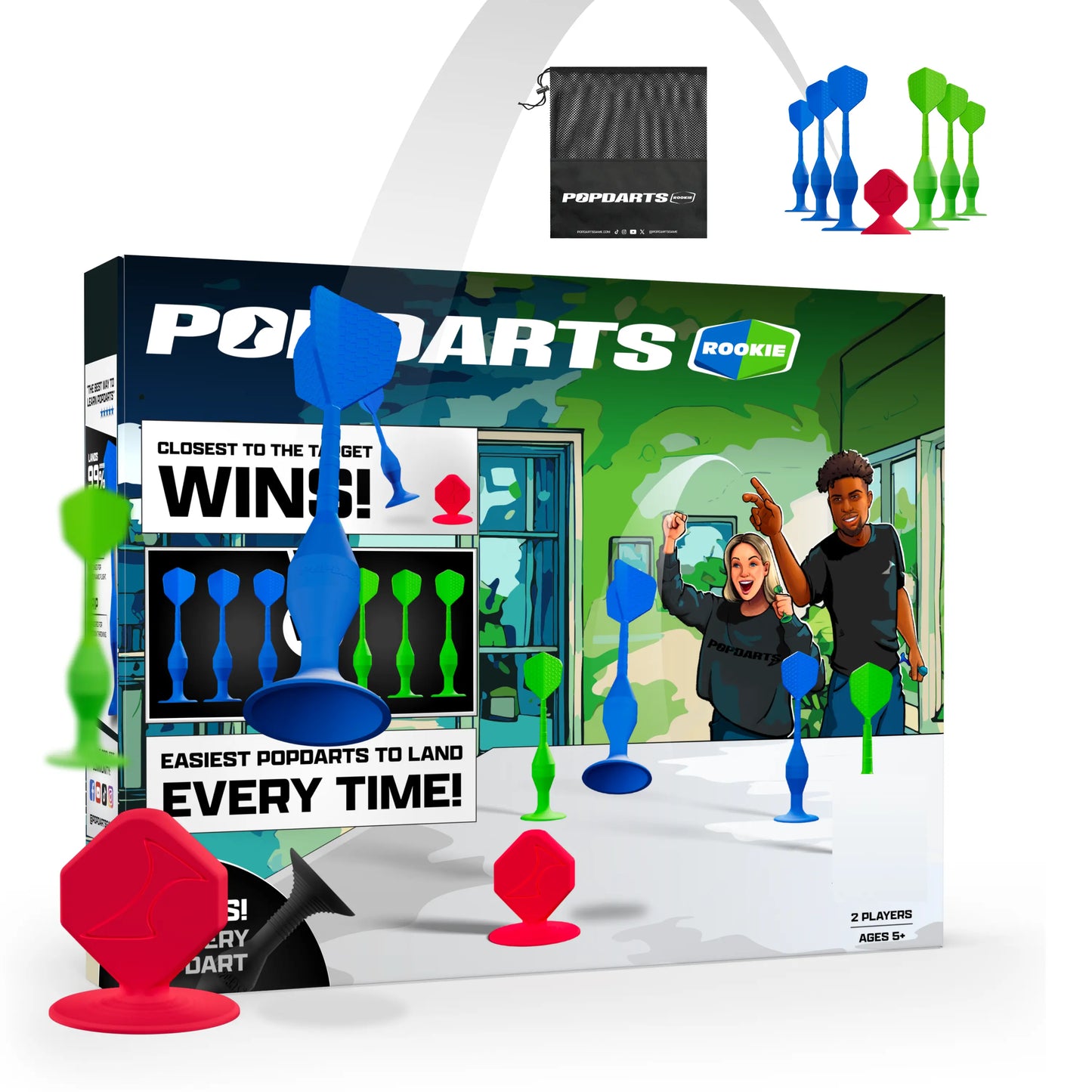 Popdarts Rookie Pack - Crazy Fun Suction Cup Dart Game Safe for All Ages! Play Indoor & Outdoor!