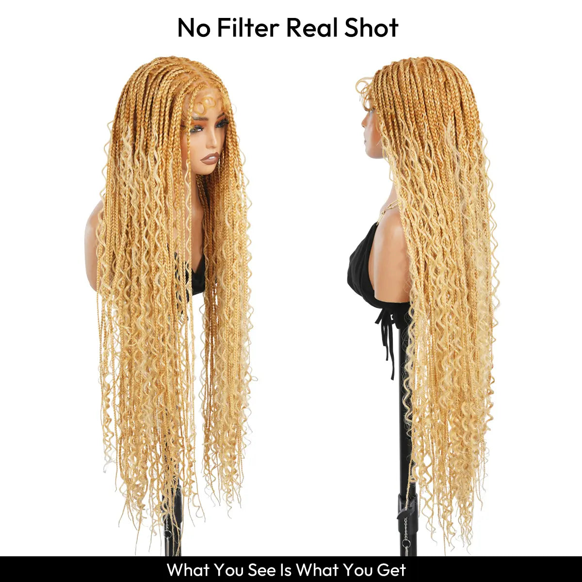 #T274/614 36 Inches Full Lace Premium Synthetic Fiber Bohemian Box Braided Wigs Knotless Supernova Hair Ash Blonde Wig DM to Pre-Cut Lace #Summervibes #Dealsforyoudays