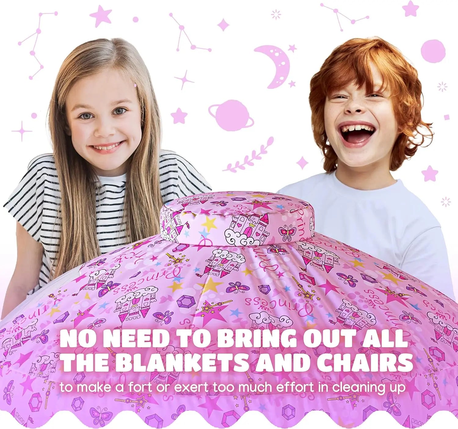 SKYWIN Air Tent Fort Large Playhouse for Kids - Inflatable Fort Sets up Away in Seconds (Fan NOT Included) Kids Play Tent Toys Baby