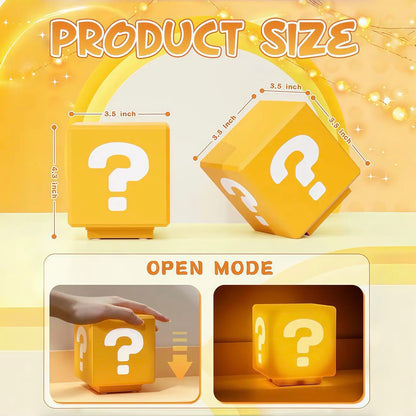 Question Block Lamp with Sound Effects USB Powered LED Night Light for Gaming Room Decor Birthday Gifts for Gamers Classic Pixel Art Design