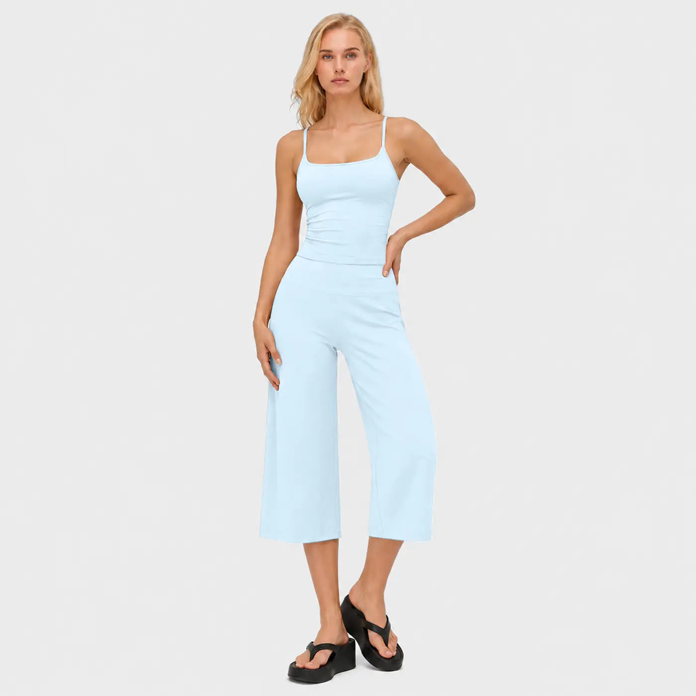 MFVIM Women'S 2-Piece Athleisure Fitness Clothes - Slimming Camisole Yoga Tank Top, High-Waisted Quick-Dry Slim-Fit Mid-Length Shorts, Multifunctional Casual Sports Wear Set for Gym, Outdoor Running,Summerwins