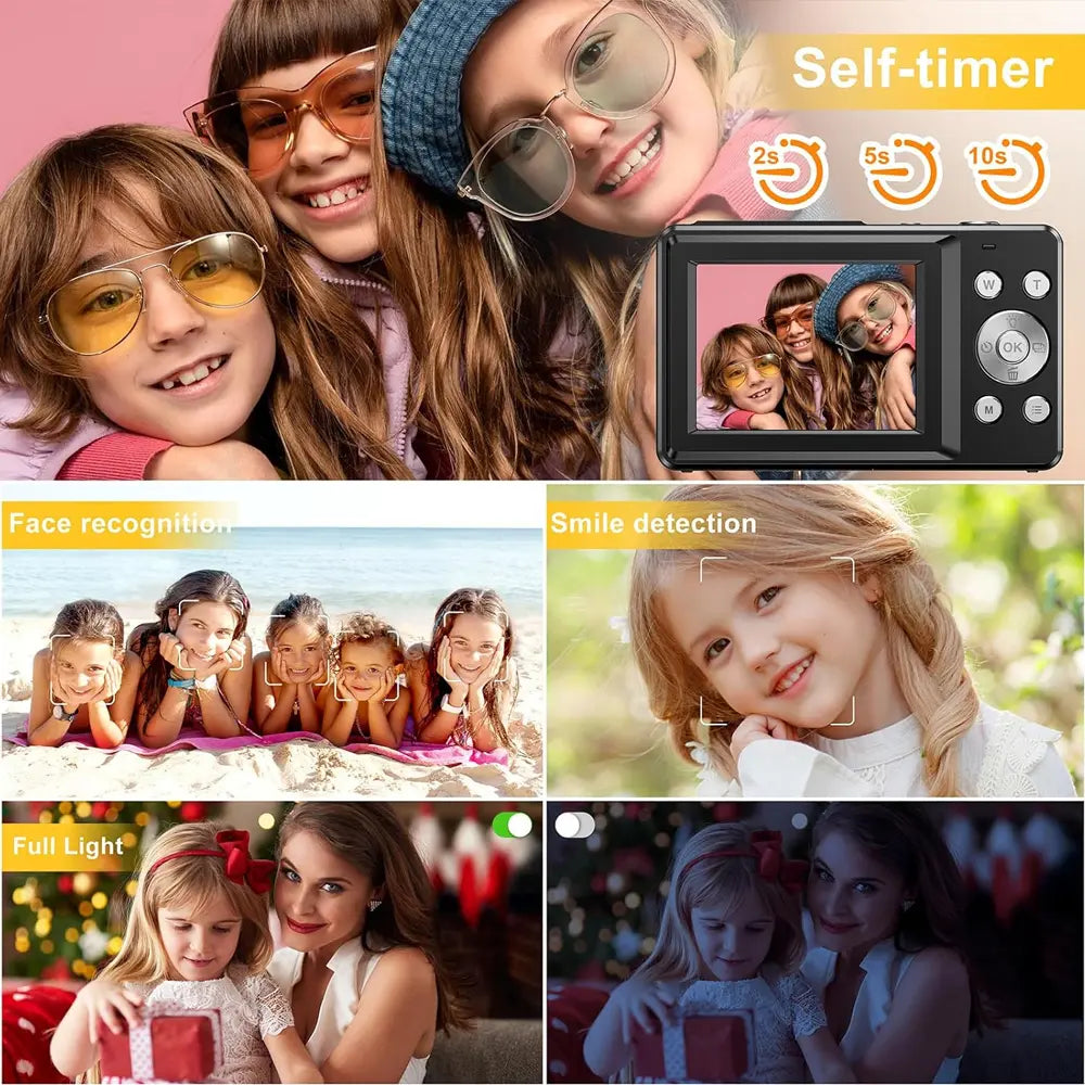 2026 Portable Mini Digital Camera - FHD Point-And-Shoot, 16X Digital Zoom, Anti-Shake, Self-Timer, USB Rechargeable, 32GB SD Card, Wrist Strap, Chip-Equipped Gadgets for Purse, Teen Boy Girl Gift, Cool Stuff for Daily Photography #Summervibes