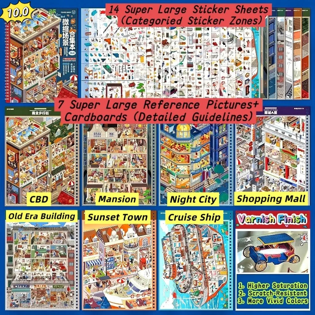 [Telado 1.0-13.0 Sticker Scene Books List] Most Loved 3D Sticker Scene Books, DIY Decorative Stickers for Crafting, Puzzle Stickers, Cute Cartoon Stickers, Creative Stickers for Scrapbooking, Journal Making, Toys & Hobbies