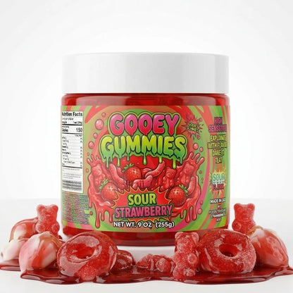 Gooey Gummies Sour Sticky Texture Ultimate Mix Gummies in Sour Oozie Liquid Sour Blue Raspberry Raz Wet Candy Snack Multiple Size & Flavors