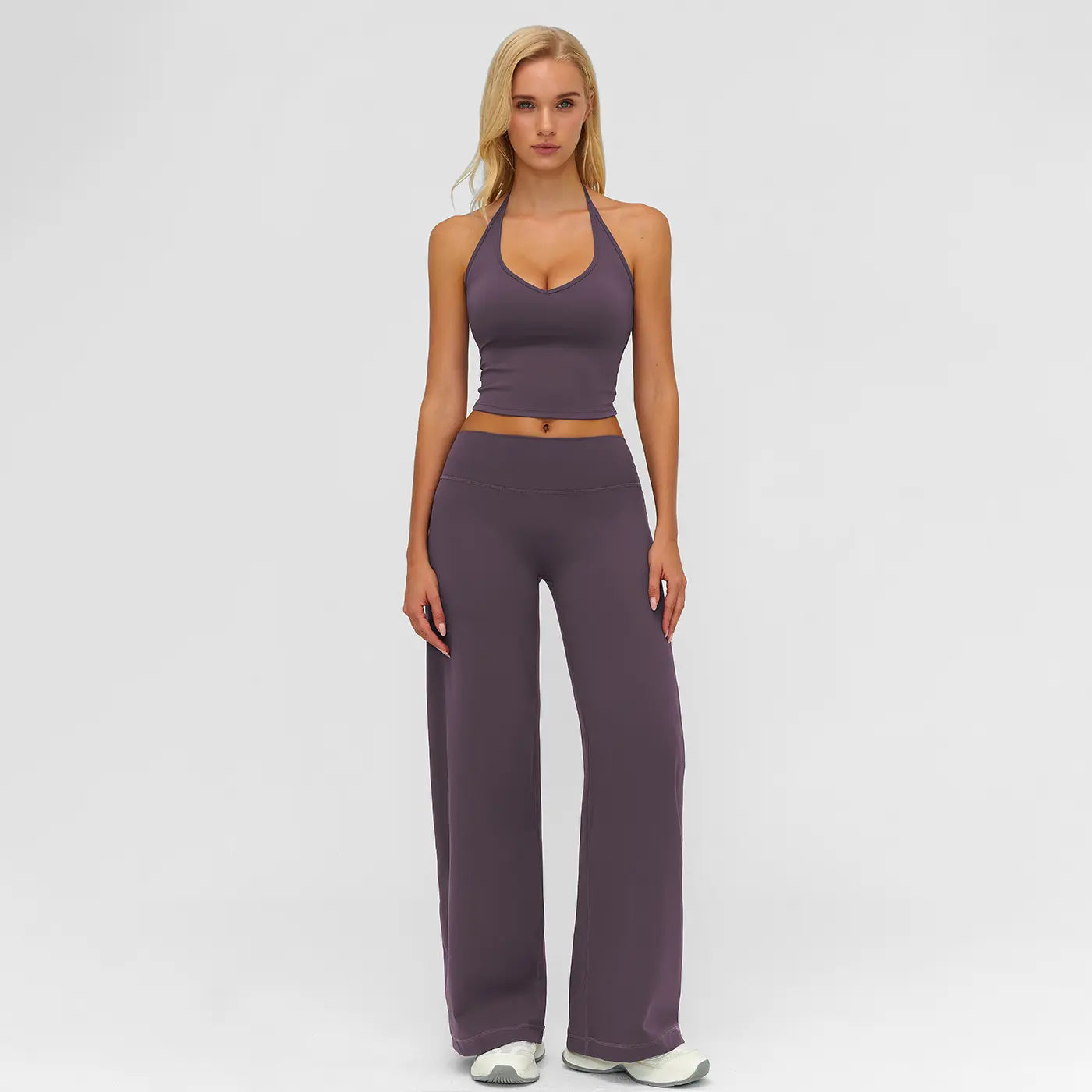MFVIM Sporty Two-Piece Set Women’S Plain Crop Cami Top & Flare Leg Pants Sports Set, Sporty Casual Comfy Breathable Two-Piece Outfits for Yoga, Gym, Workout, Running, Gym Workout Clothes,Summerwins