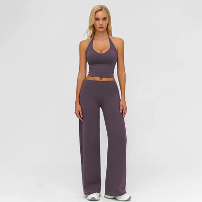 MFVIM Sporty Two-Piece Set Women’S Plain Crop Cami Top & Flare Leg Pants Sports Set, Sporty Casual Comfy Breathable Two-Piece Outfits for Yoga, Gym, Workout, Running, Gym Workout Clothes,Summerwins