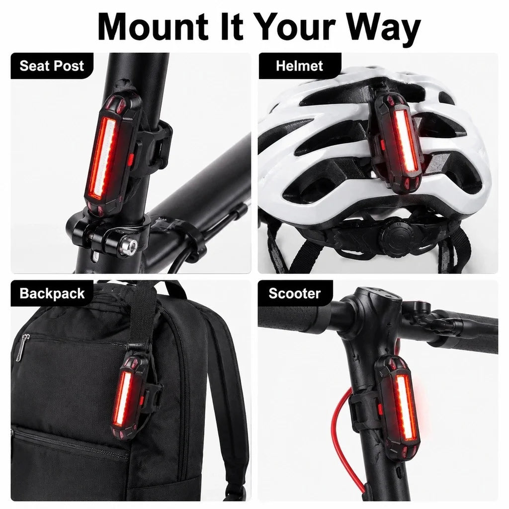Bike Tail Light 2 Pack, USB Rechargeable LED Rear Bike Lights, IPX5 Water-Resistant Bicycle Taillights with 5 Modes