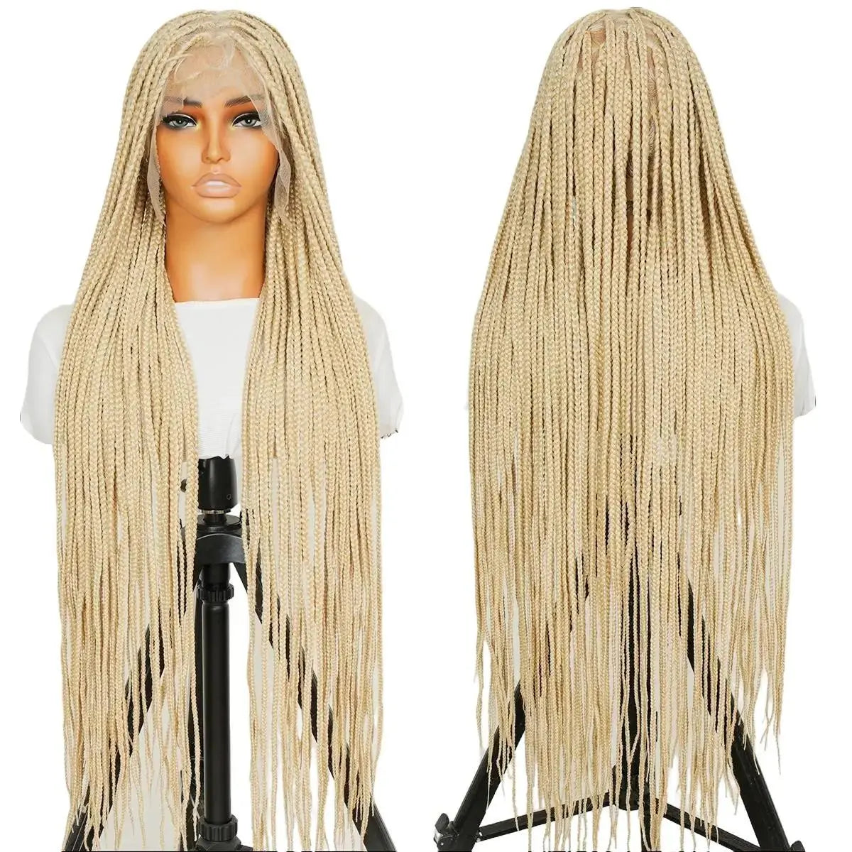 #T274/614 36 Inches Full Lace Premium Synthetic Fiber Bohemian Box Braided Wigs Knotless Supernova Hair Ash Blonde Wig DM to Pre-Cut Lace #Summervibes #Dealsforyoudays