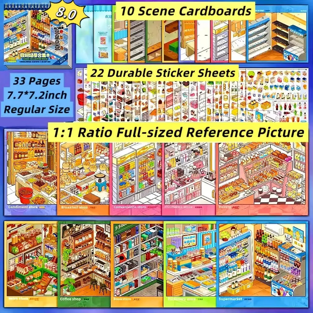 [Telado 1.0-13.0 Sticker Scene Books List] Most Loved 3D Sticker Scene Books, DIY Decorative Stickers for Crafting, Puzzle Stickers, Cute Cartoon Stickers, Creative Stickers for Scrapbooking, Journal Making, Toys & Hobbies