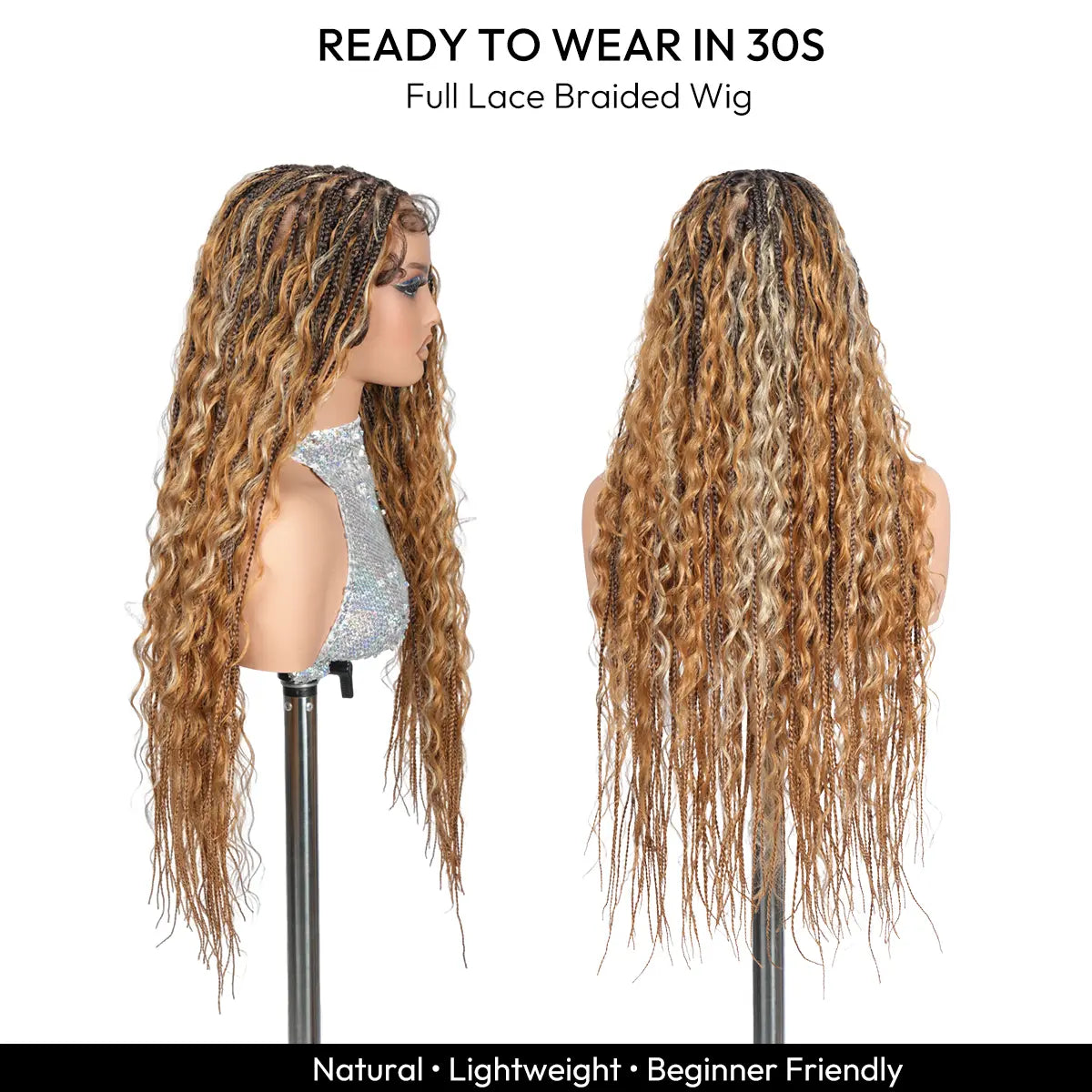 #T274/614 36 Inches Full Lace Premium Synthetic Fiber Bohemian Box Braided Wigs Knotless Supernova Hair Ash Blonde Wig DM to Pre-Cut Lace #Summervibes #Dealsforyoudays