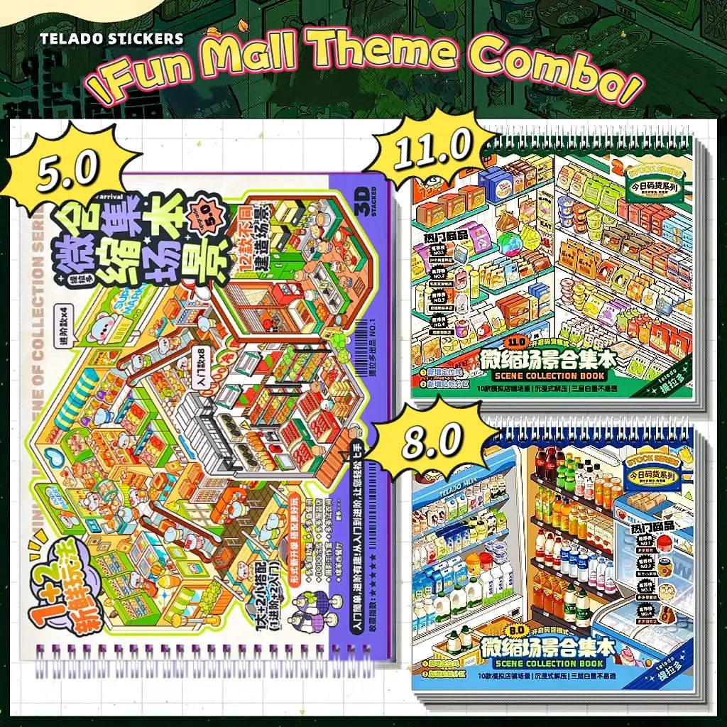 [Telado 1.0-13.0 Sticker Scene Books List] Most Loved 3D Sticker Scene Books, DIY Decorative Stickers for Crafting, Puzzle Stickers, Cute Cartoon Stickers, Creative Stickers for Scrapbooking, Journal Making, Toys & Hobbies