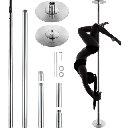 【Summerfinds】Vevor Professional Dancing Pole, , Spinning Static Dancing Pole Kit, Portable Removable Pole, 45Mm Heavy-Duty Stainless Steel Pole, Height Adjustable Fitness Pole, for Exercise Home Club Gym, Silver