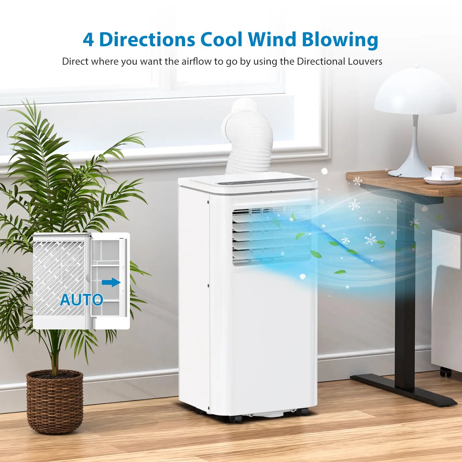 Garvee 14K/10K/8K BTU Portable Air Conditioner - 4-in-1 Cooling Unit with Dehumidifier, Fan, LED/LCD Display, Remote Control, 24-Hour Timer, 4-Way Swing, 360° Wheels, and Window Kit for Home and Office Use
