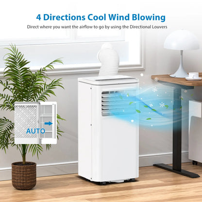 Garvee 14K/10K/8K BTU Portable Air Conditioner - 4-in-1 Cooling Unit with Dehumidifier, Fan, LED/LCD Display, Remote Control, 24-Hour Timer, 4-Way Swing, 360° Wheels, and Window Kit for Home and Office Use
