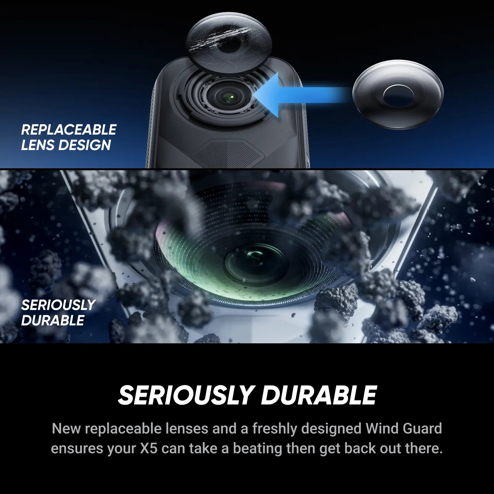 Insta360 X5 - Waterproof 8K 360° Action Camera, Leading Low Light, Invisible Selfie Stick Effect, Rugged and Replaceable Lens, 3-Hour Battery, Built-In Wind Guard, Stabilization, Triple AI Chip Design