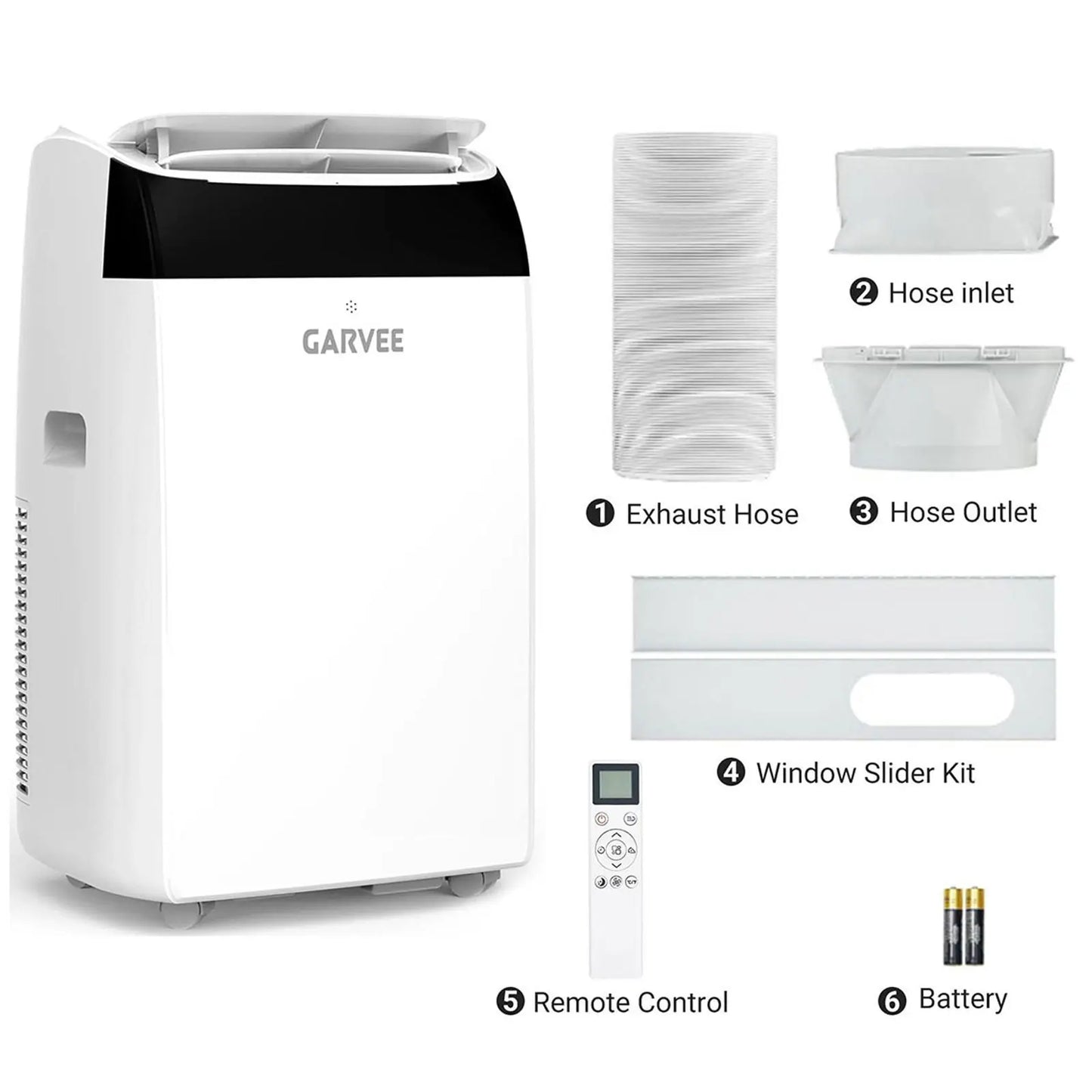Garvee 14K/10K/8K BTU Portable Air Conditioner - 4-in-1 Cooling Unit with Dehumidifier, Fan, LED/LCD Display, Remote Control, 24-Hour Timer, 4-Way Swing, 360° Wheels, and Window Kit for Home and Office Use