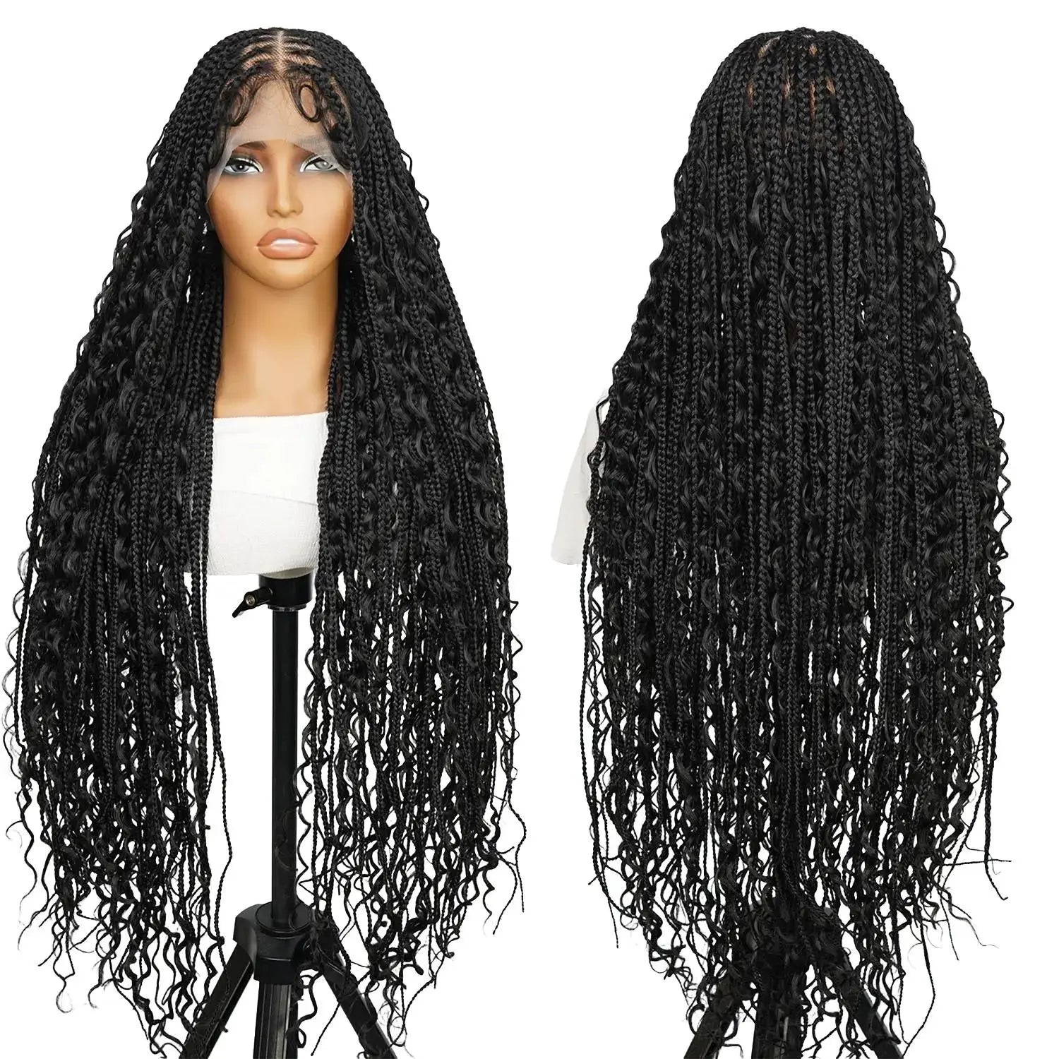 #T274/614 36 Inches Full Lace Premium Synthetic Fiber Bohemian Box Braided Wigs Knotless Supernova Hair Ash Blonde Wig DM to Pre-Cut Lace #Summervibes #Dealsforyoudays