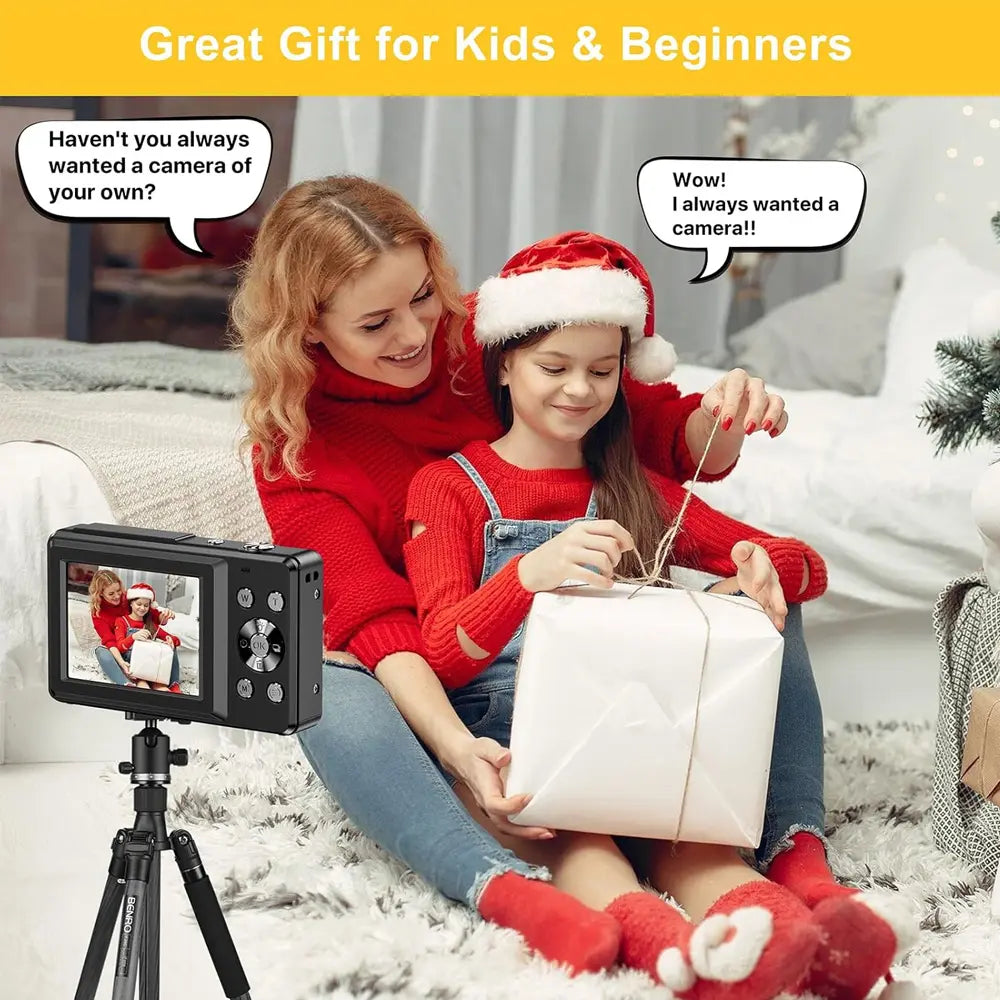 2026 Portable Mini Digital Camera - FHD Point-And-Shoot, 16X Digital Zoom, Anti-Shake, Self-Timer, USB Rechargeable, 32GB SD Card, Wrist Strap, Chip-Equipped Gadgets for Purse, Teen Boy Girl Gift, Cool Stuff for Daily Photography #Summervibes