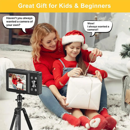 2026 Portable Mini Digital Camera - FHD Point-And-Shoot, 16X Digital Zoom, Anti-Shake, Self-Timer, USB Rechargeable, 32GB SD Card, Wrist Strap, Chip-Equipped Gadgets for Purse, Teen Boy Girl Gift, Cool Stuff for Daily Photography #Summervibes