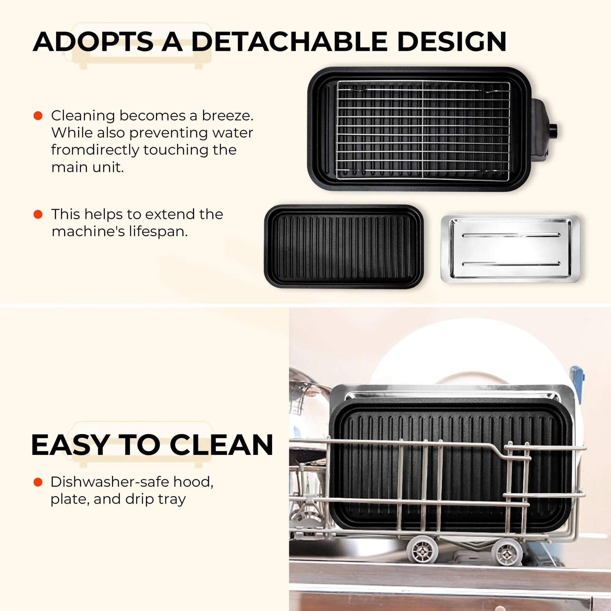 Pukomc 1500W Smokeless Grills - Electric Nonstick Griddle Grill with Extended Removable Plates, Adjustable Temp Control, 4 Mini Raclette Pans, Compact Apartment Kitchen Supply, Mess-Free Easy-Clean Accessory