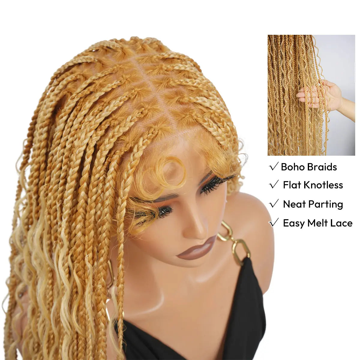 #T274/614 36 Inches Full Lace Premium Synthetic Fiber Bohemian Box Braided Wigs Knotless Supernova Hair Ash Blonde Wig DM to Pre-Cut Lace #Summervibes #Dealsforyoudays