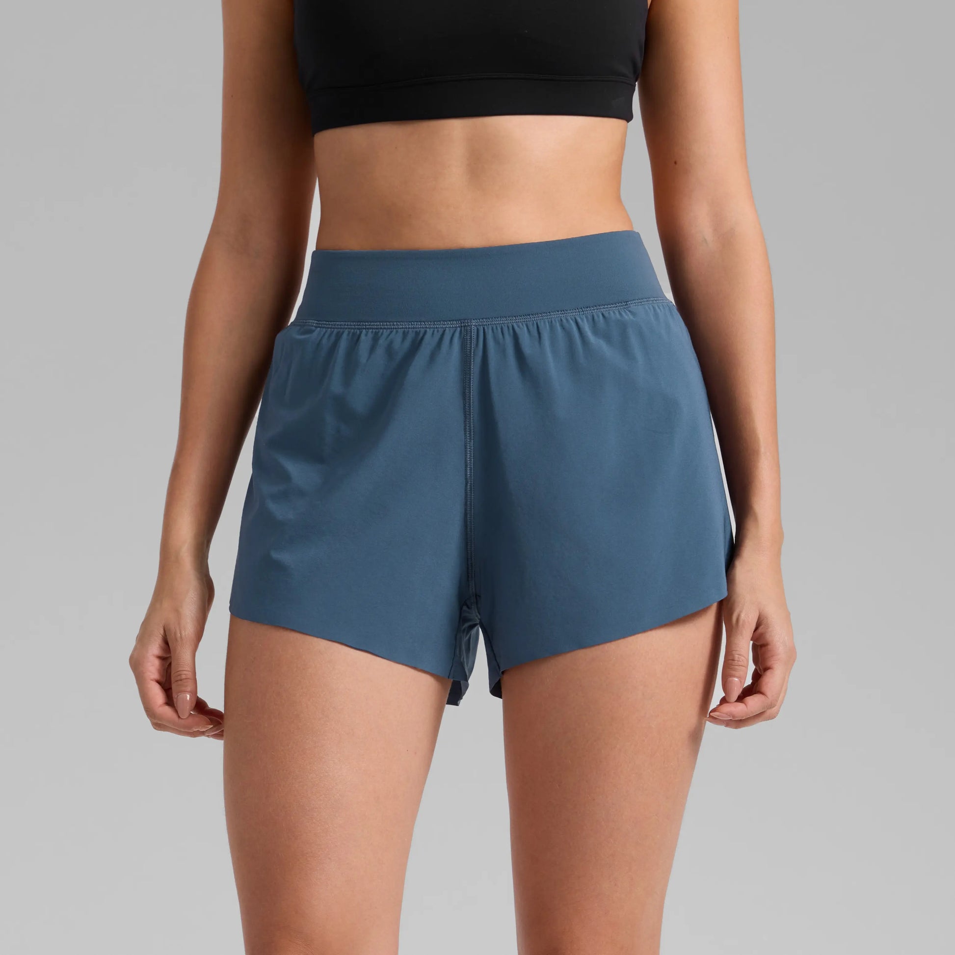 CRZ YOGA High Waisted Dolphin Athletic Running Shorts for Women 3" High Split Comfy Mesh Liner for Gym Workout Track
