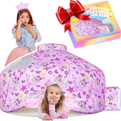 SKYWIN Air Tent Fort Large Playhouse for Kids - Inflatable Fort Sets up Away in Seconds (Fan NOT Included) Kids Play Tent Toys Baby