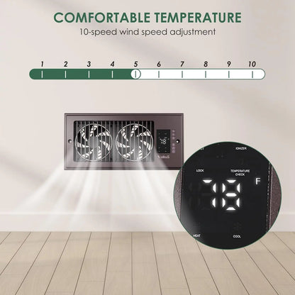 Father'S Day Register Booster Fan for 4” X 10” Register Holes, Window Fan, 10-Speed Quiet Ventilation Fan with Thermostat & Remote, Negative Ion Air Vent Booster, Enhances Airflow & Home Comfort Heating Circulation