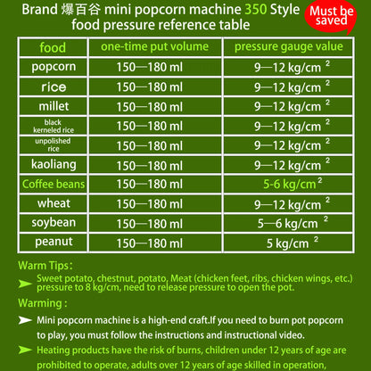 350Ml Popcorn Machine 2 Valves Gift Style Chinese BRAND Home Use Mini Popcorn Maker