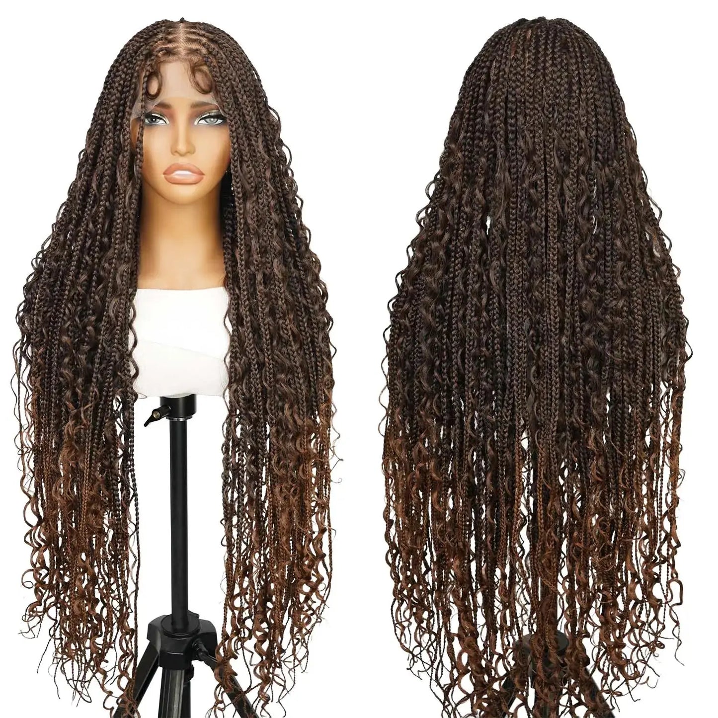 #T274/614 36 Inches Full Lace Premium Synthetic Fiber Bohemian Box Braided Wigs Knotless Supernova Hair Ash Blonde Wig DM to Pre-Cut Lace #Summervibes #Dealsforyoudays