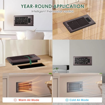 Father'S Day Register Booster Fan for 4” X 10” Register Holes, Window Fan, 10-Speed Quiet Ventilation Fan with Thermostat & Remote, Negative Ion Air Vent Booster, Enhances Airflow & Home Comfort Heating Circulation