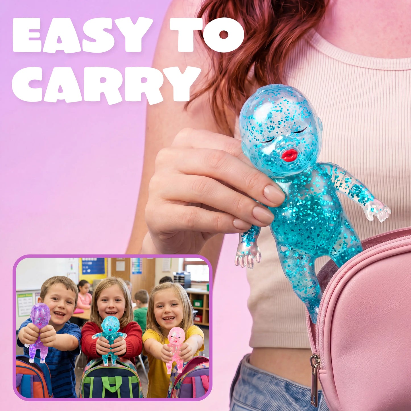 JOYIN 1PCS/3PCS Baby Stress Relief Toys, Baby Glitter Squishy Toys, Slow Rising Toys for Kids & Adults, Anxiety Relief Fidget Sensory Toy, Soft Squeeze Decompression Dough for Adults Gifts, Party Favors, Office Desk Decorations